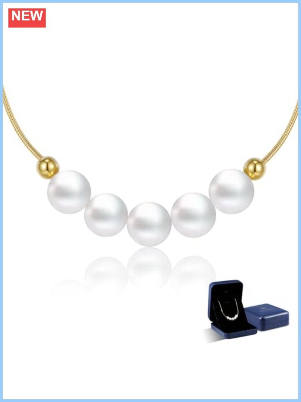 18K Gold Plated Sterling Silver Edison Pearl Smile Necklace 18+2"